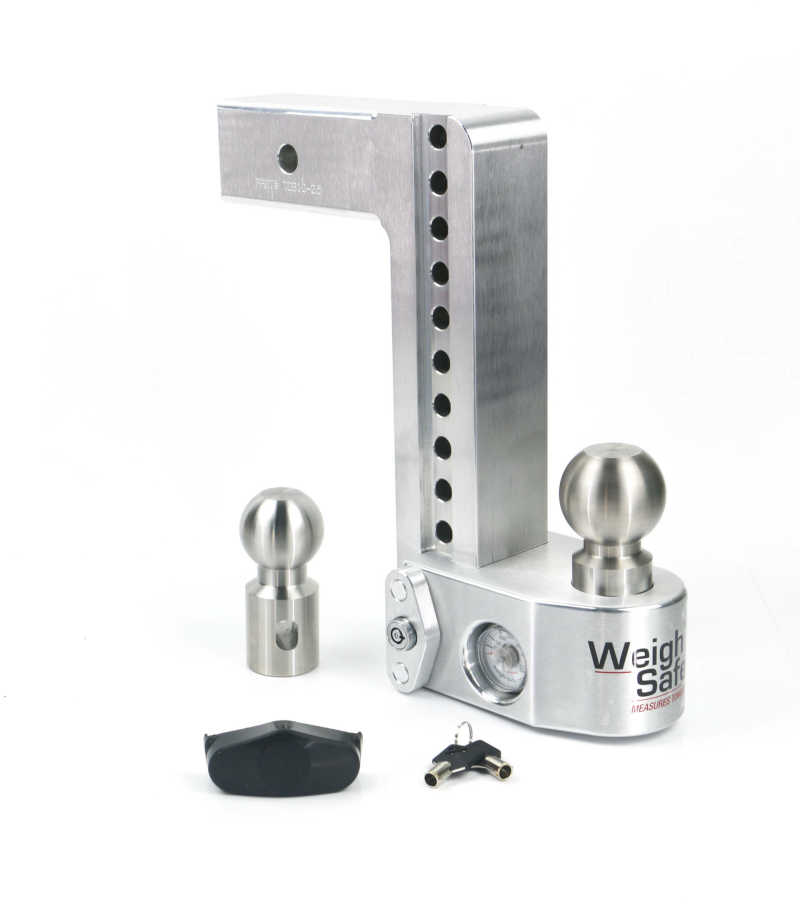 Weigh Safe 10in Drop Hitch w/Built-in Scale & 2.5in Shank (10K/18.5K GTWR) – Aluminum