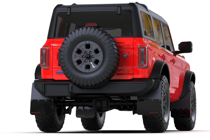 Rally Armor 21-25 Ford Bronco (Plstc Bmpr + RR - NO Rptr/Sprt) Blk Mud Flap w/Red Logo
