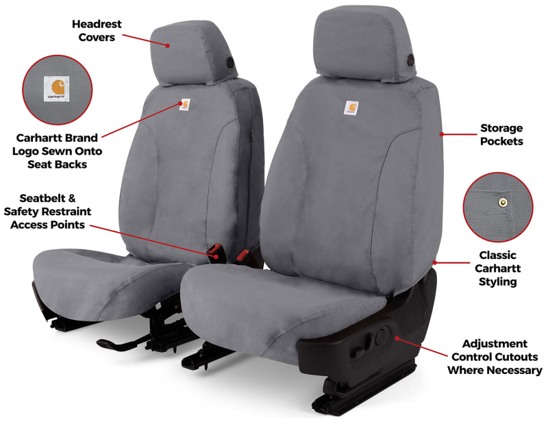 Covercraft 22-23 Jeep Grand Wagoneer (w/o Headrest) Polycotton SeatSaver Front Seat Covers - Gravel