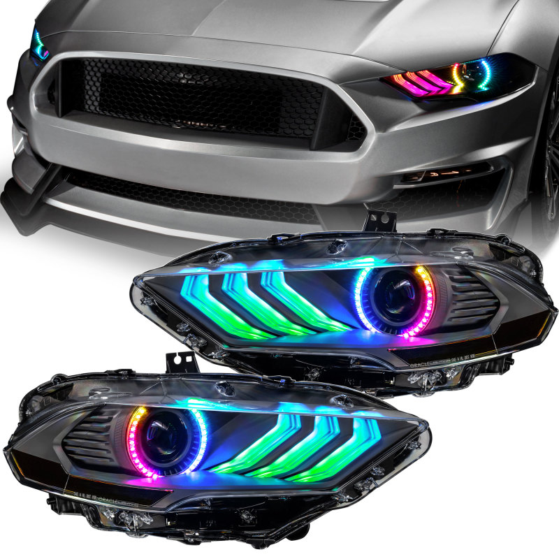 Oracle Lighting 18-23 Ford Mustang Dynamic ColorSHIFT LED Headlights – Black Series