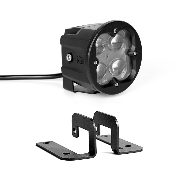 XK Glow Round XKchrome 20w LED Cube Light w/ RGB Accent Light – Fog Beam w/Fog Light Bracket