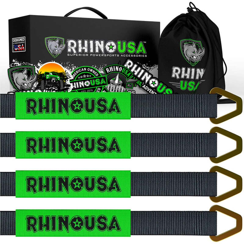 Rhino USA Axle Tie Down Straps (4-Pack) 2In X 38In – Black