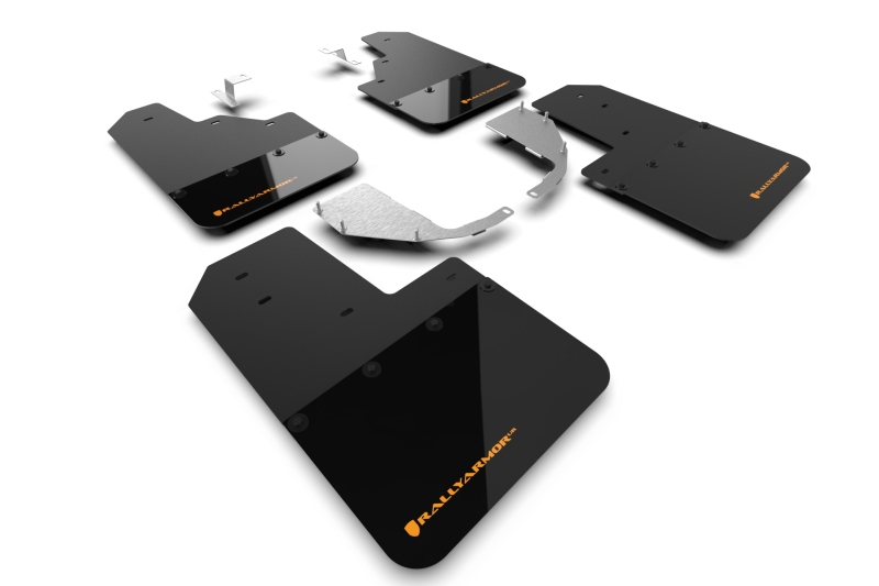 Rally Armor 21-25 Ford Bronco (Steel Bmpr – NO Rptr/Sprt – NO RR/RB) Blk Mud Flap w/Cy Orange Logo
