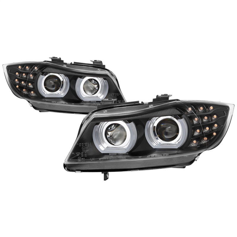 Spyder 09-12 BMW E90 3-Series 4DR Projector Headlights Halogen – LED – Black – PRO-YD-BMWE9009-BK