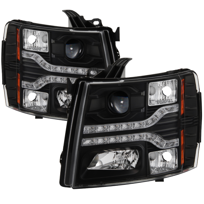 Spyder Chevy Silverado 1500 07-13 V2 Projector Headlights – LED DRL – Black PRO-YD-CS07V2-DRL-BK