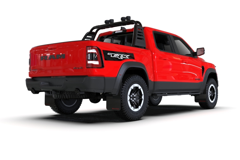 Rally Armor 21-25 Dodge Ram 1500 TRX Black UR Mud Flap – Red Logo