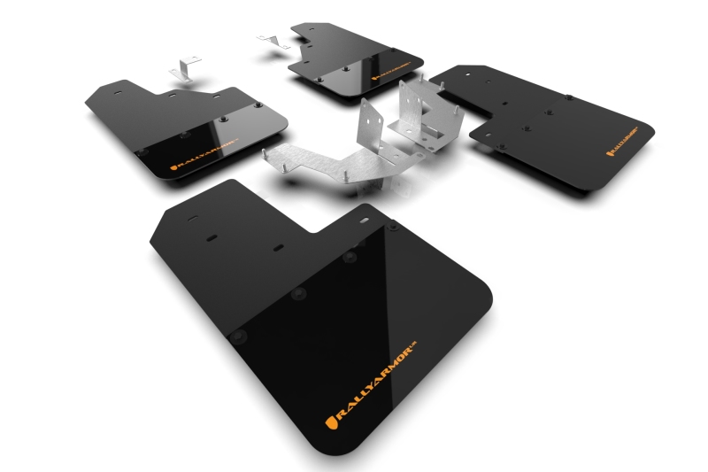 Rally Armor 21-25 Ford Bronco (Plstc Bmpr – NO Rptr/Sprt – NO RR/RB) Blk Mud Flap w/Cy Orange Logo