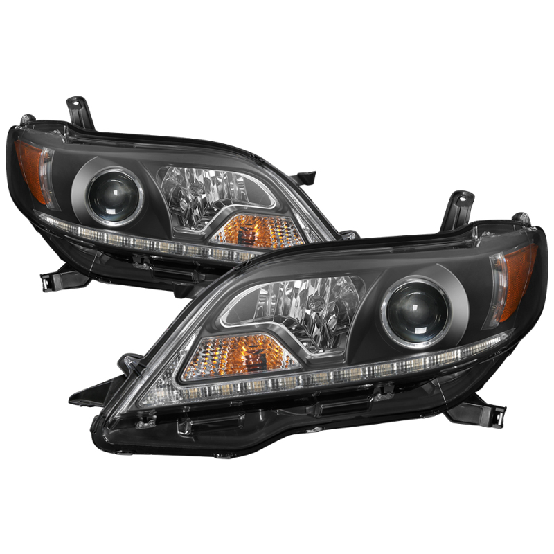 Spyder Toyota Sienna 2011-2014  Projector Headlights – DRL LED – Black PRO-YD-TSEN11-DRL-BK