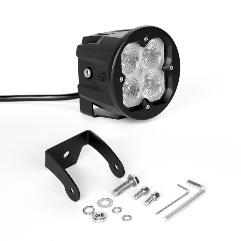 XK Glow Round XKchrome 20w LED Cube Light w/ RGB Accent Light – Flood Beam w/Fog Light Bracket