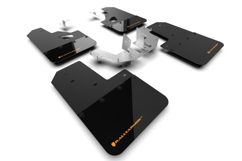 Rally Armor 21-25 Ford Bronco (Plstc Bmpr + RR – NO Rptr/Sprt) Blk Mud Flap w/Cy Orange Logo