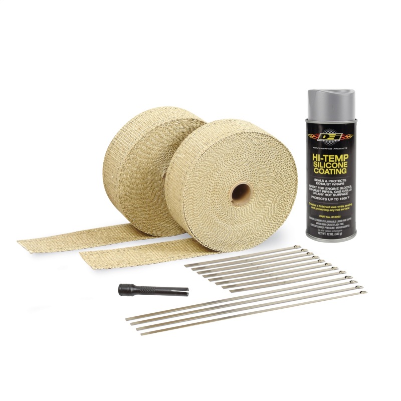 DEI Exhaust Wrap Kit – Tan Wrap & Aluminum HT Silicone Coating (Aerosol)