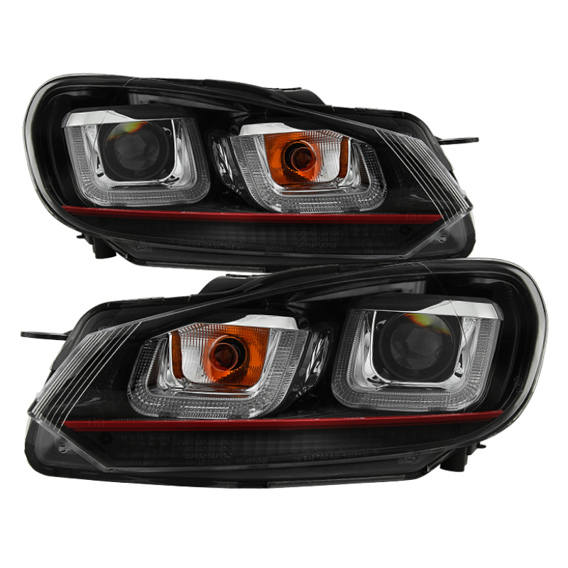 Spyder Volkswagen Golf / GTI 10-13 Version 3 Projector Headlights – Black PRO-YD-VG10V3R-DRL-BK