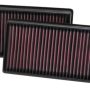 K&N Replacement Air Filter 12.563in O/S Length x 5.25in O/S Width x 1.625in H (Inc 2 Filters)