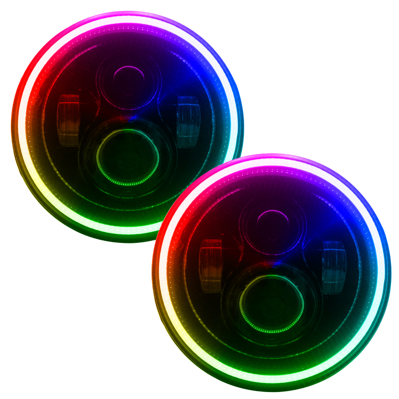 Oracle 7in High Powered LED Headlights – Black Bezel – ColorSHIFT 2.0