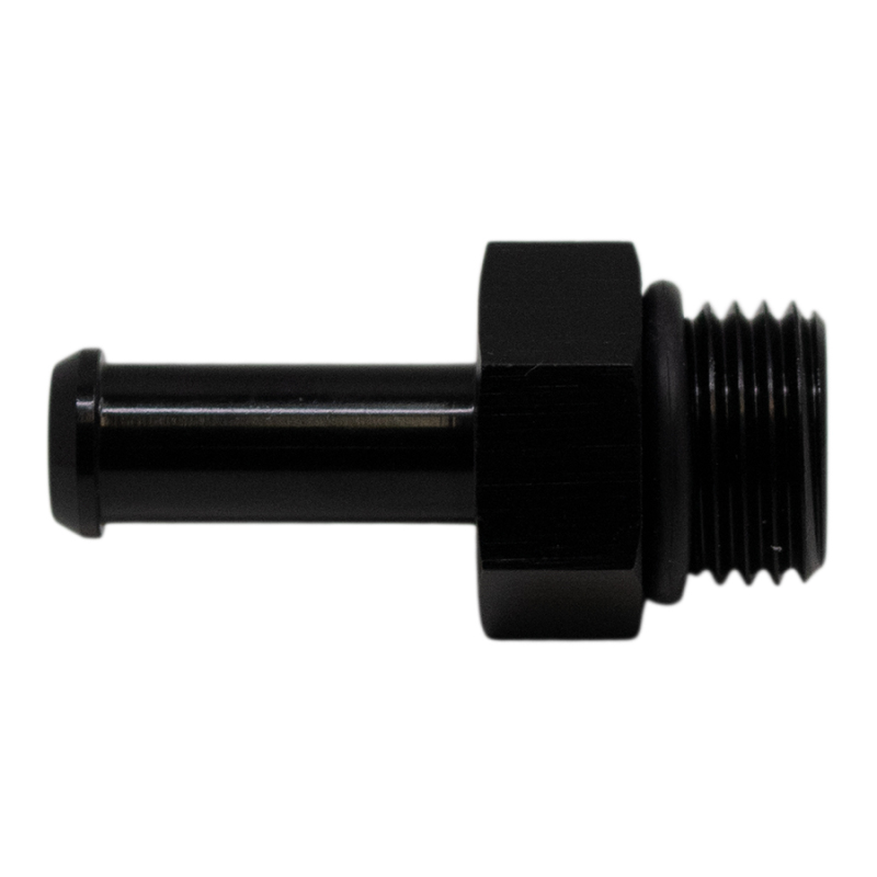 DeatschWerks 6AN ORB Male to 5/16in Male Barb Fitting (Incl O-Ring) – Anodized Matte Black