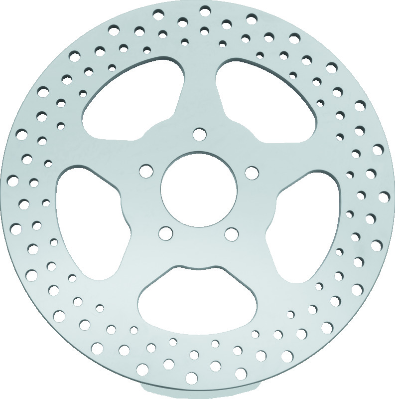 Bikers Choice 00-17 Big Twin 11.5 Inch Polished Frt 5 Spoke Drilled Stnless Rotor Repl H-D 44156-00