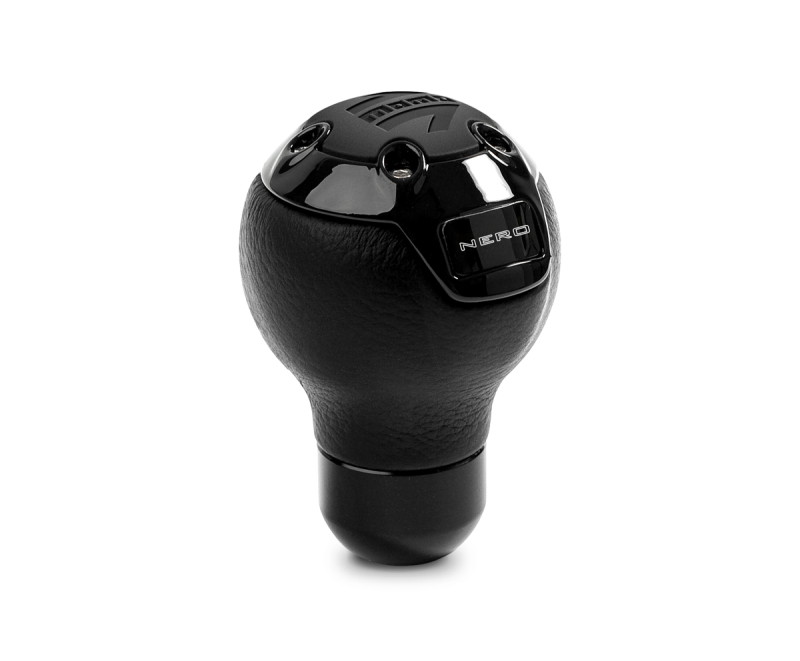 Momo Nero Shift Knob – Tall Black Leather, Black Chrome Insert