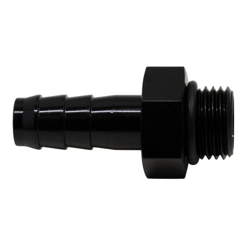 DeatschWerks 6AN ORB Male to 3/8in Male Triple Barb Fitting (Incl O-Ring) – Anodized Matte Black