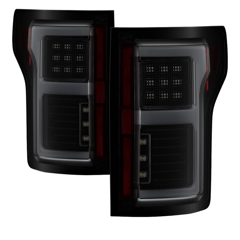 Spyder 15-17 Ford F-150 LED Tail Lights (w/Blind Spot) – Black Smoke (ALT-YD-FF15015BS-LBLED-BSM)