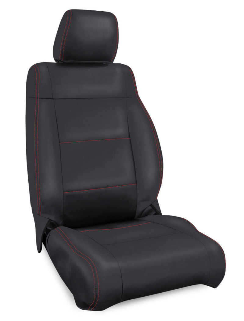 PRP 07-10 Jeep Wrangler JK Front Seat Covers/2 door or 4 door (Pair) – Black with Red Stitching