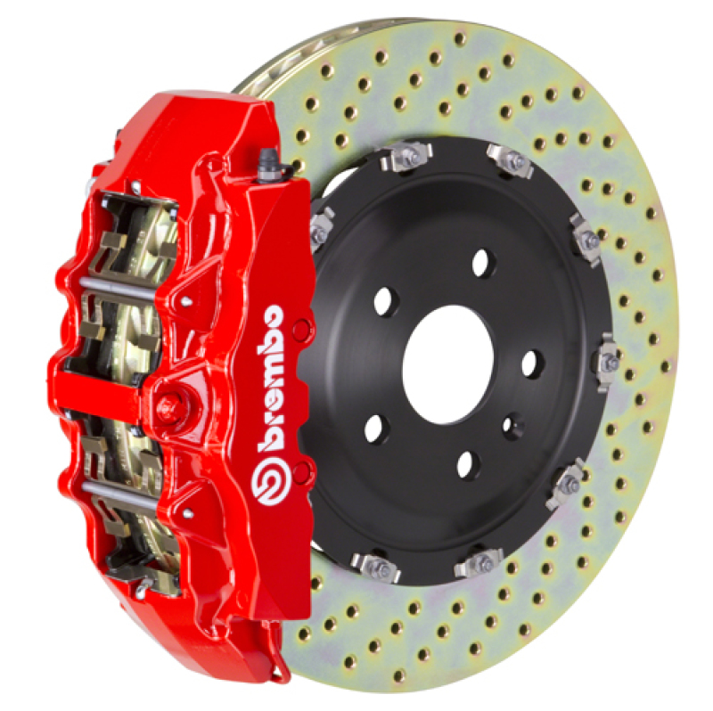 Brembo 11-23 Charger w/V8 Exc AWD/SRT8 Fr GT BBK 6Pis Cast 380×34 2pc Rotor Drilled-Red