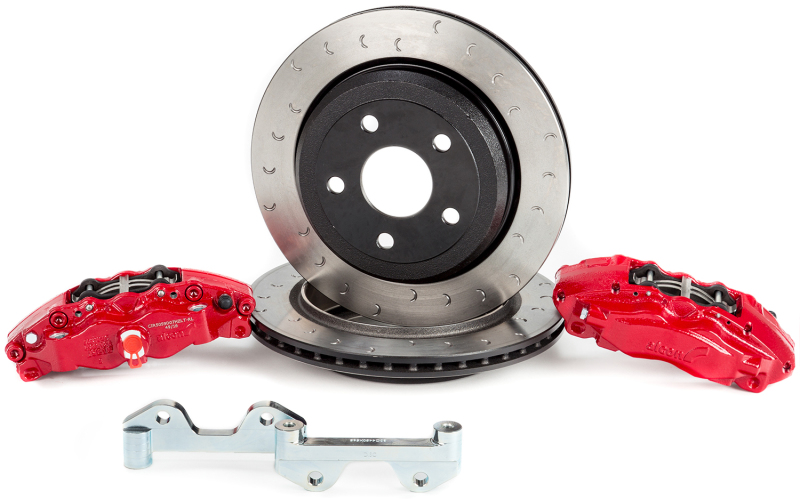Alcon 2007+ Jeep JK-JL 330x22mm Rotors 4-Piston Calipers Rear Brake Kit (Includes Brake Lines) – Red