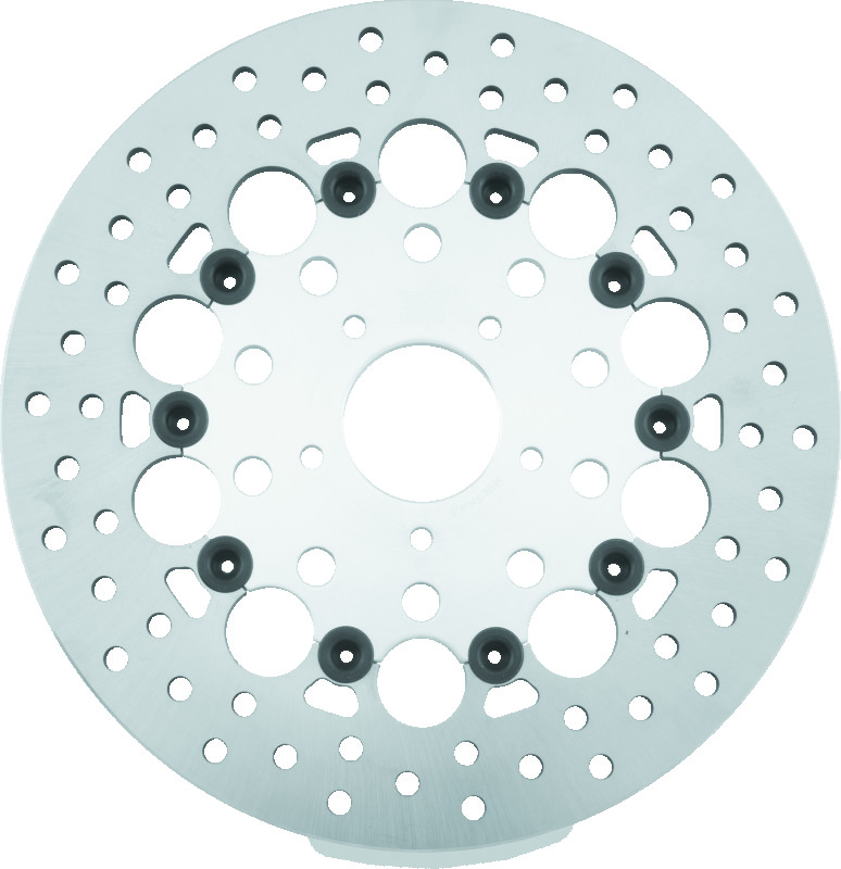 Twin Power 08-13 FLH FLT 08-16 FLHR 6-17 DYNA Front 11.8 Floating Rotor With Holes Silver