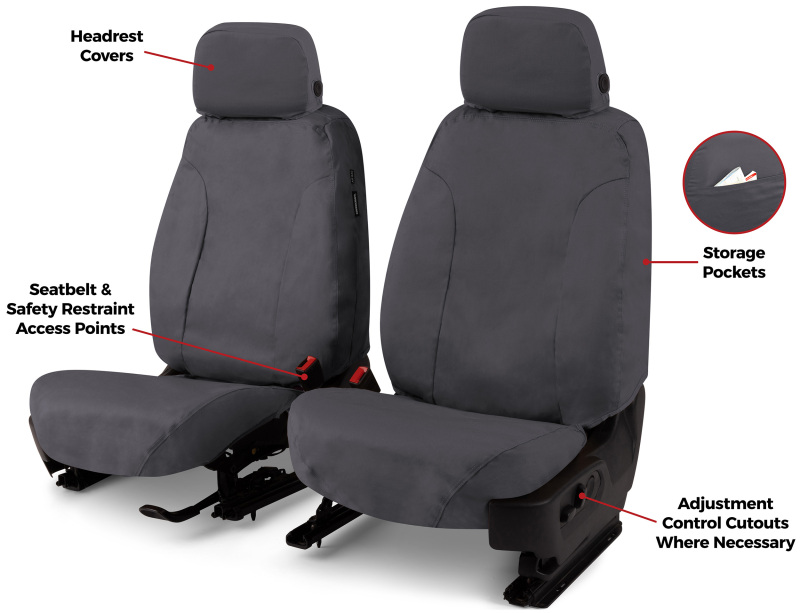 Covercraft 22-23 Toyota Tundra Polycotton SeatSaver Custom Front Row Seat Covers - Charcoal