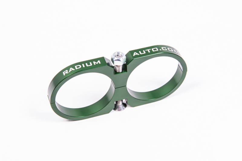 Radium Engineering 2-Piece Fuel Pump Clamp For Bosch 044 – Green W/ Logo