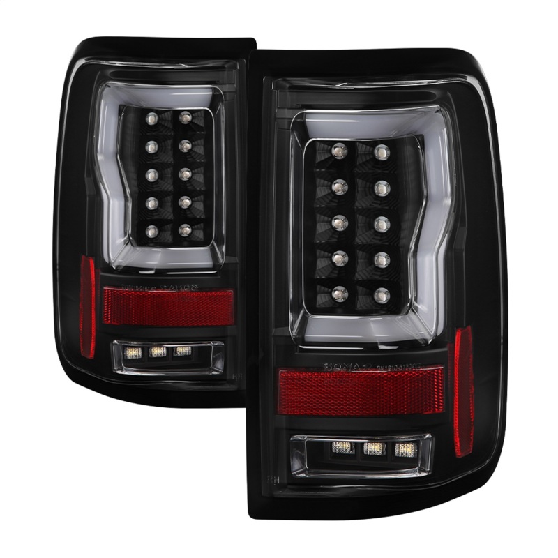 Spyder 04-08 Ford F-150 Projector Tail Lights – Light Bar DRL LED – Black ALT-YD-FF15004V2-LBLED-BK
