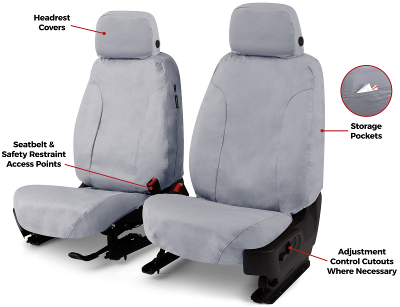 Covercraft 22-24 Dodge RAM 2500/3500 Polycotton SeatSaver Custom Front Row Seat Covers - Grey