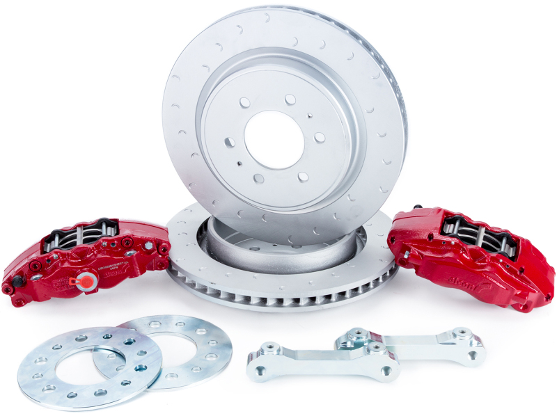 Alcon 10-14/17-18 Raptor/09-17 F150 360×32 Rotors 4-Piston Rear Brake Kit w/o Elect Park Brake – Red