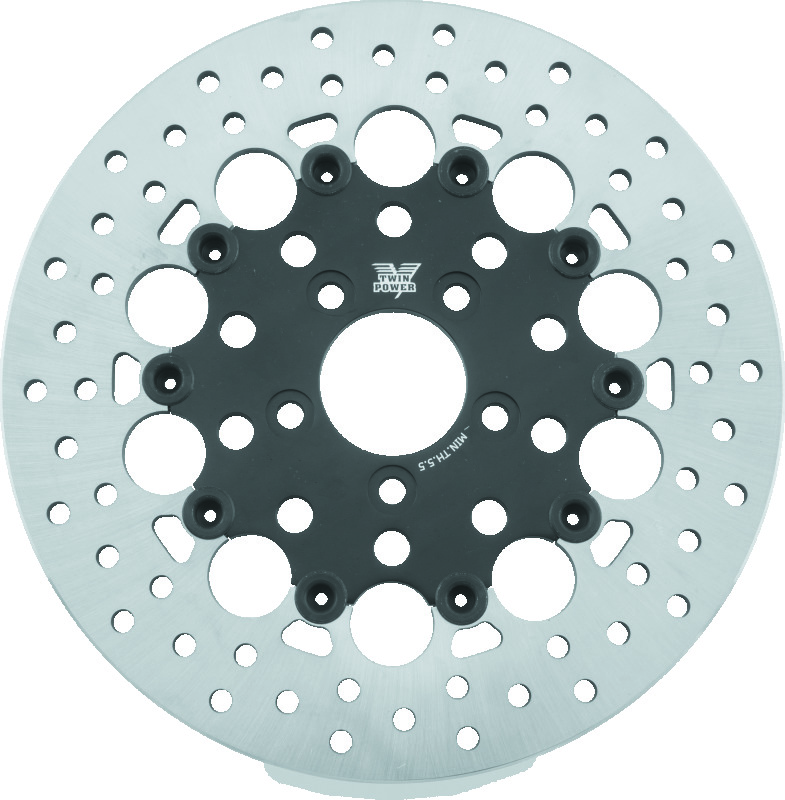 Twin Power 08-Up FLH FLT Rear 11.8 Floating Rotor W/Holes Black