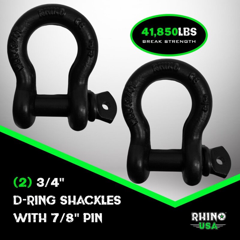 Rhino USA 30Ft Tow Strap/Shackles Combo