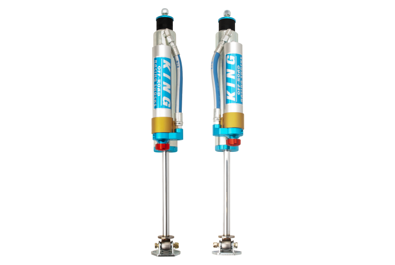 King Shocks 97-06 Jeep Wrangler TJ Front 2.5 Dia Piggy Hose Res Shock 3-5in Lift w/Adjuster (Pair)