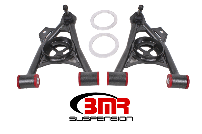 BMR 94-04 Mustang Lower Non-Adj. A-Arms (Poly) w/ Tall Ball Joint / Spring Pocket – Black Hammertone